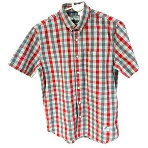 Penfield Men's Size Medium Red & Gray Plaid Light Weight SS Button Up Shirt